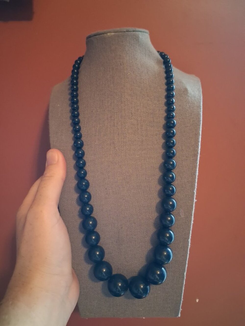 22 inch Navy beaded necklace